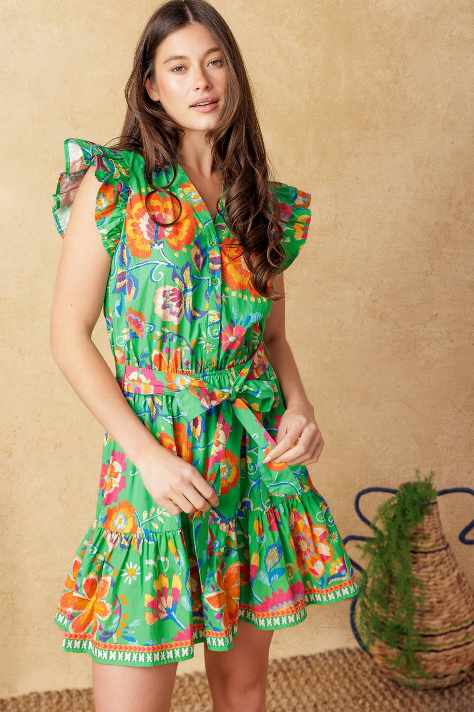 BRIGHTER DAYS WOVEN MINI DRESS Flying Tomato